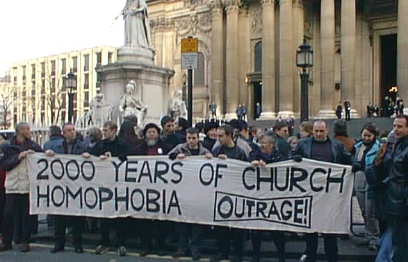 OutRage! Banner outside St. Paul's