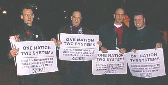 OutRage! Placard: 'One Nation - Two Systems