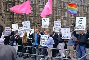 Lords: Protesters with Placards