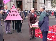 OutRage! - Pink Triangle Wreath being laid at Cenotaph